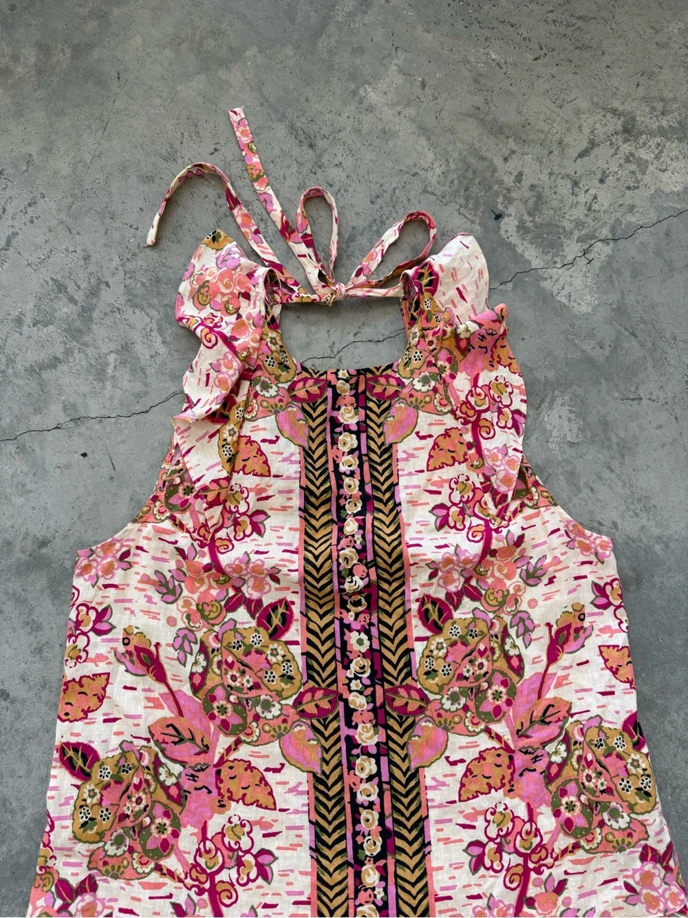 Free People Pink Floral Ruffle Mini Dress